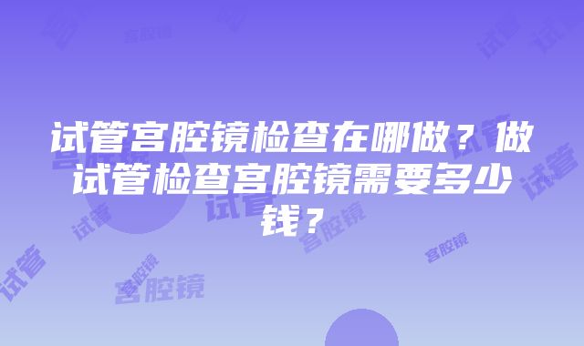 试管宫腔镜检查在哪做？做试管检查宫腔镜需要多少钱？