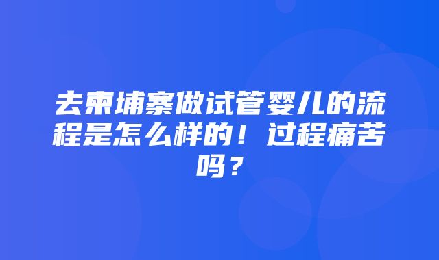 去柬埔寨做试管婴儿的流程是怎么样的！过程痛苦吗？