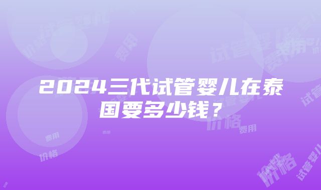 2024三代试管婴儿在泰国要多少钱？