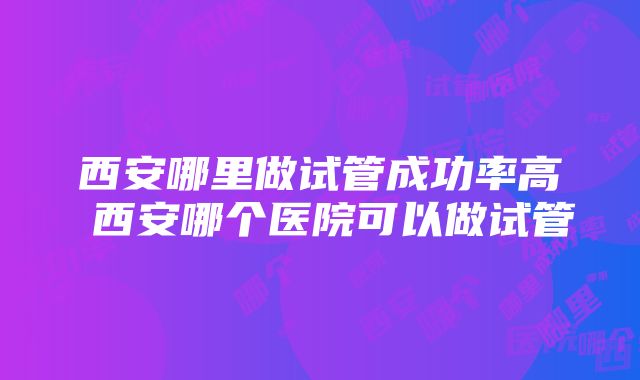 西安哪里做试管成功率高 西安哪个医院可以做试管