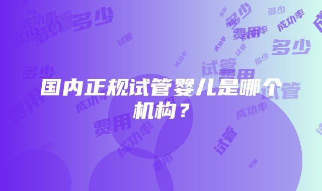 国内正规试管婴儿是哪个机构？