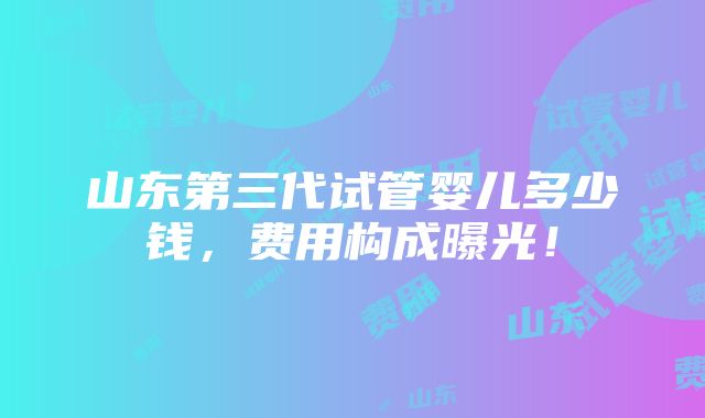 山东第三代试管婴儿多少钱，费用构成曝光！