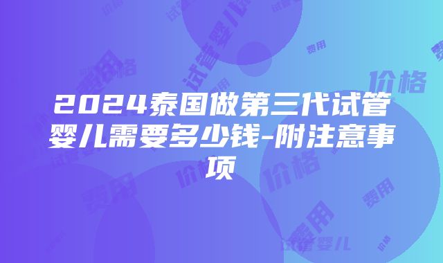 2024泰国做第三代试管婴儿需要多少钱-附注意事项