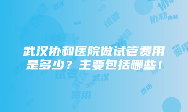 武汉协和医院做试管费用是多少？主要包括哪些！