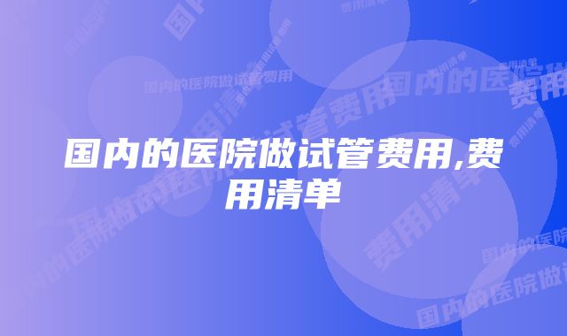 国内的医院做试管费用,费用清单