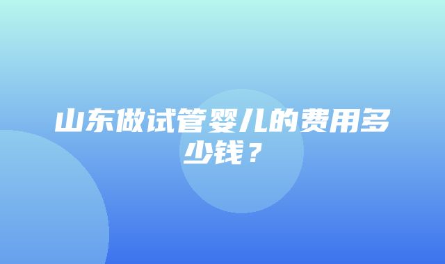 山东做试管婴儿的费用多少钱？