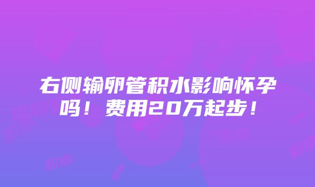 右侧输卵管积水影响怀孕吗！费用20万起步！