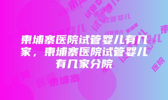 柬埔寨医院试管婴儿有几家，柬埔寨医院试管婴儿有几家分院