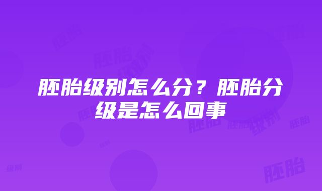 胚胎级别怎么分？胚胎分级是怎么回事