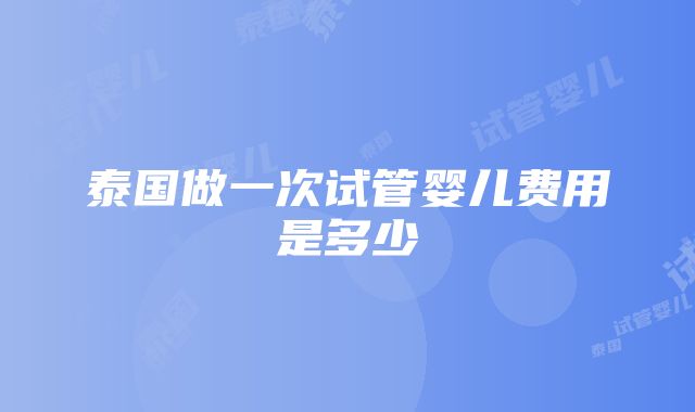 泰国做一次试管婴儿费用是多少