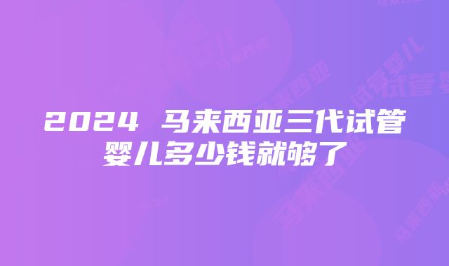 2024 马来西亚三代试管婴儿多少钱就够了