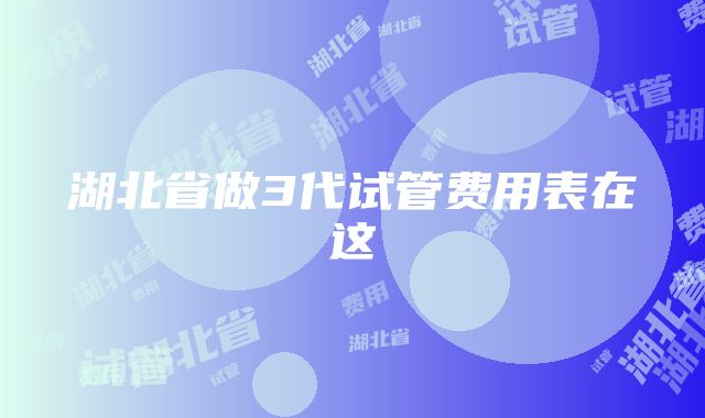 湖北省做3代试管费用表在这