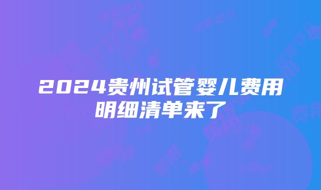 2024贵州试管婴儿费用明细清单来了