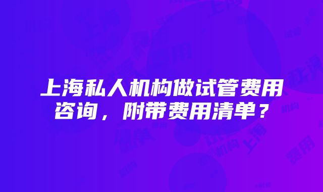 上海私人机构做试管费用咨询，附带费用清单？