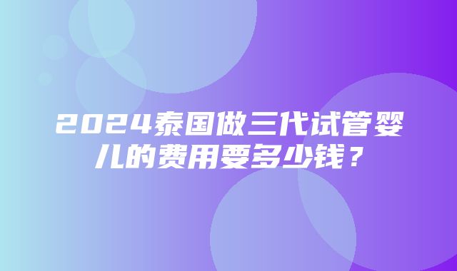 2024泰国做三代试管婴儿的费用要多少钱？