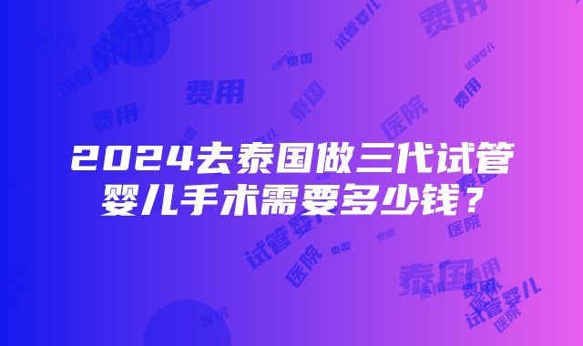 2024去泰国做三代试管婴儿手术需要多少钱？