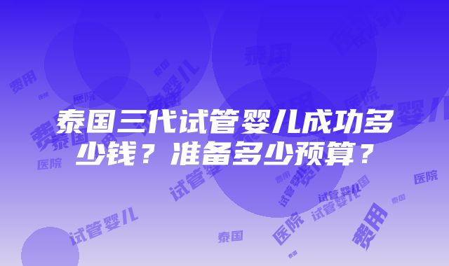 泰国三代试管婴儿成功多少钱？准备多少预算？