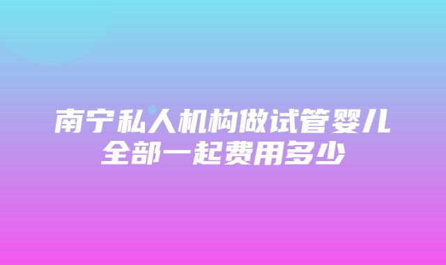 南宁私人机构做试管婴儿全部一起费用多少