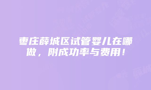 枣庄薛城区试管婴儿在哪做，附成功率与费用！