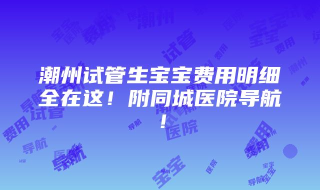 潮州试管生宝宝费用明细全在这！附同城医院导航！