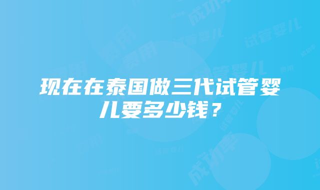 现在在泰国做三代试管婴儿要多少钱？