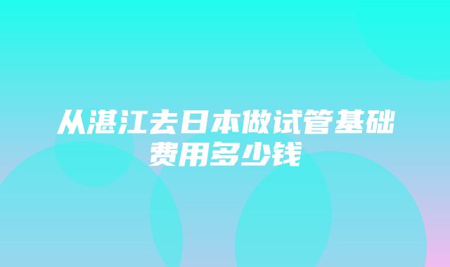 从湛江去日本做试管基础费用多少钱