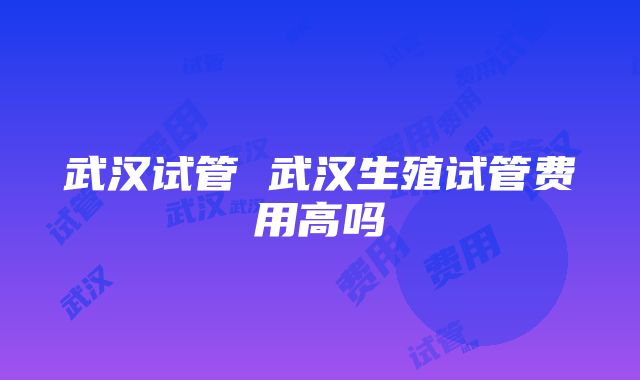 武汉试管 武汉生殖试管费用高吗