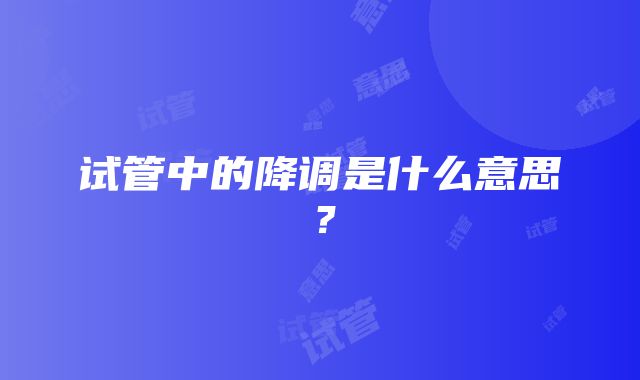 试管中的降调是什么意思？