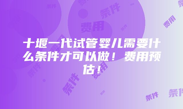 十堰一代试管婴儿需要什么条件才可以做！费用预估！