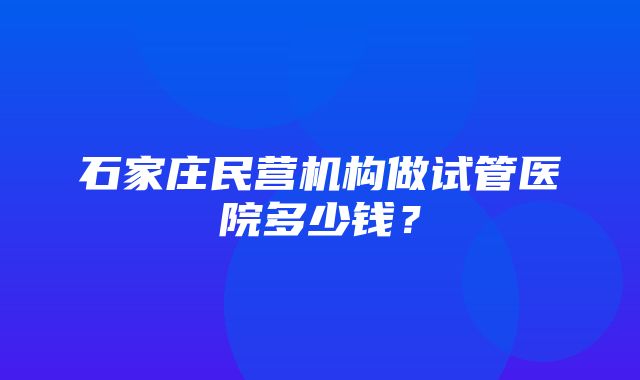 石家庄民营机构做试管医院多少钱？