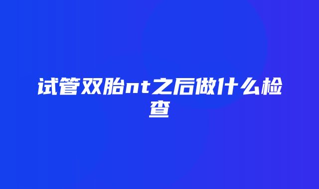 试管双胎nt之后做什么检查