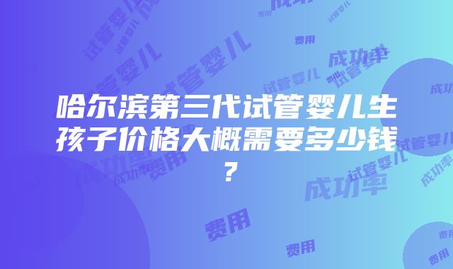 哈尔滨第三代试管婴儿生孩子价格大概需要多少钱？