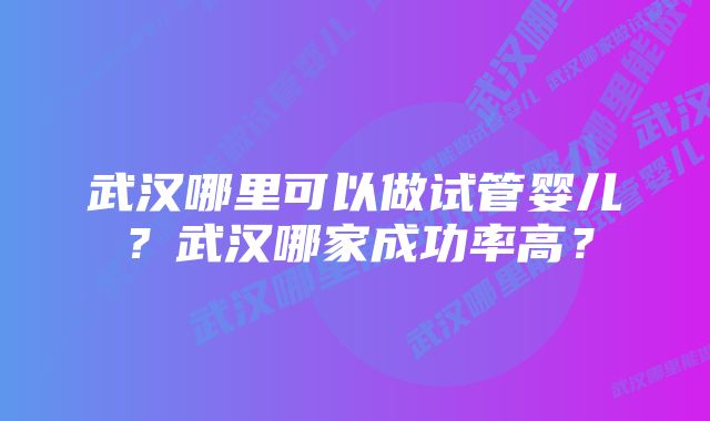 武汉哪里可以做试管婴儿？武汉哪家成功率高？