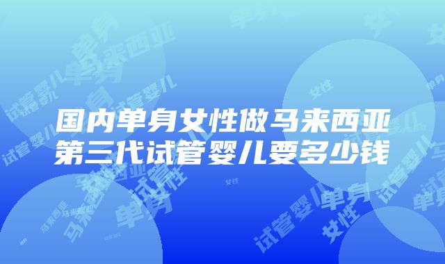 国内单身女性做马来西亚第三代试管婴儿要多少钱