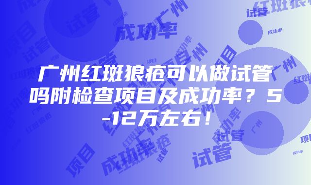 广州红斑狼疮可以做试管吗附检查项目及成功率？5-12万左右！