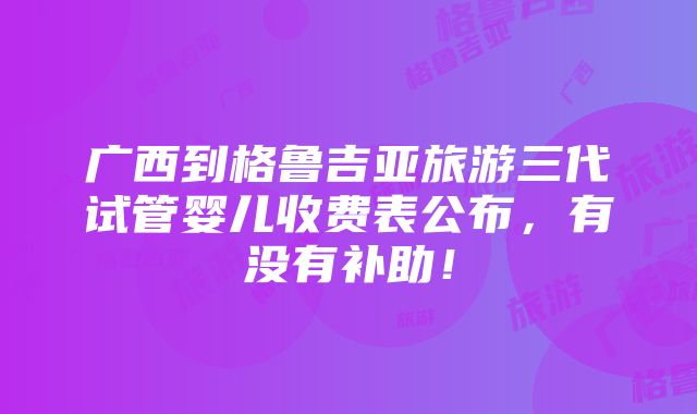 广西到格鲁吉亚旅游三代试管婴儿收费表公布，有没有补助！