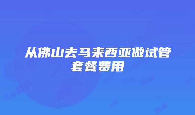 从佛山去马来西亚做试管套餐费用