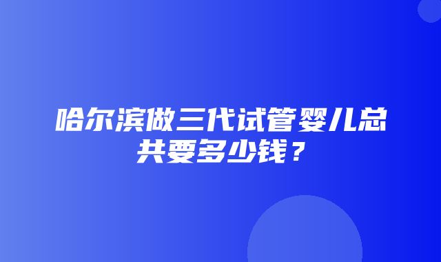 哈尔滨做三代试管婴儿总共要多少钱？