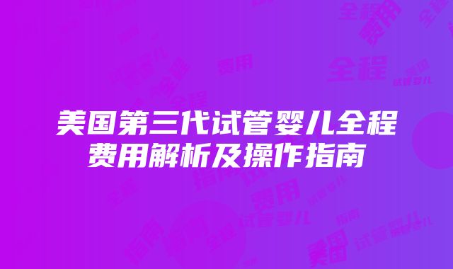 美国第三代试管婴儿全程费用解析及操作指南