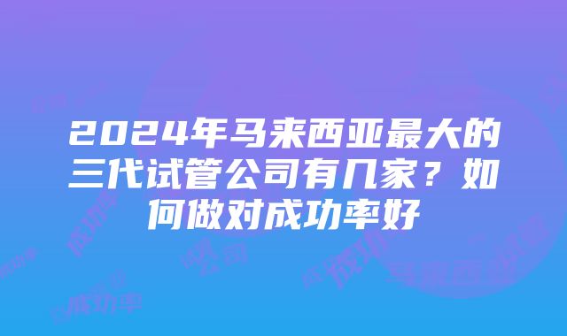 2024年马来西亚最大的三代试管公司有几家？如何做对成功率好