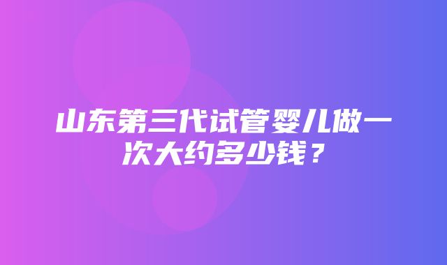 山东第三代试管婴儿做一次大约多少钱？