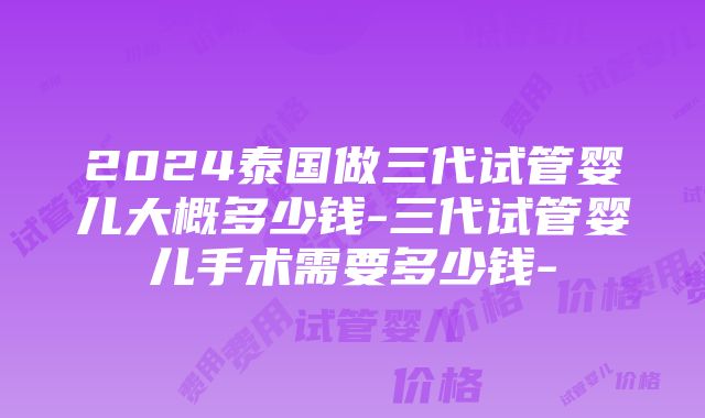 2024泰国做三代试管婴儿大概多少钱-三代试管婴儿手术需要多少钱-