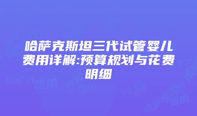 哈萨克斯坦三代试管婴儿费用详解:预算规划与花费明细