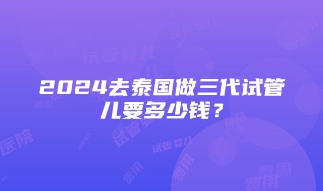 2024去泰国做三代试管儿要多少钱？