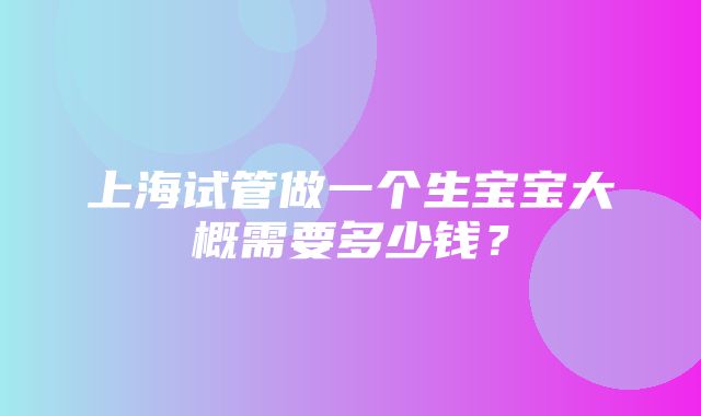 上海试管做一个生宝宝大概需要多少钱？