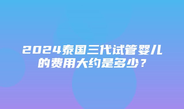 2024泰国三代试管婴儿的费用大约是多少？