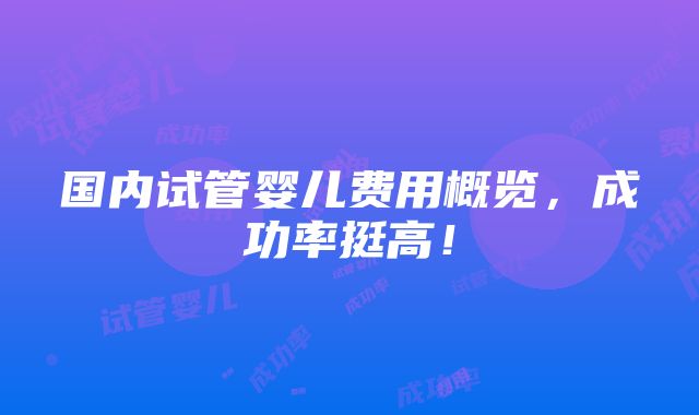 国内试管婴儿费用概览，成功率挺高！