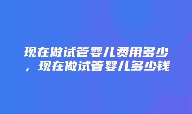 现在做试管婴儿费用多少，现在做试管婴儿多少钱