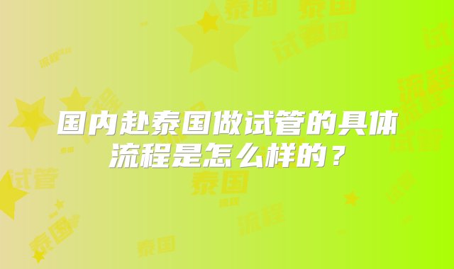 国内赴泰国做试管的具体流程是怎么样的？