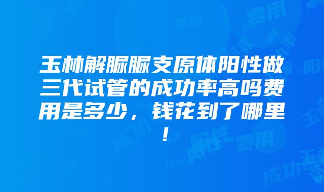 玉林解脲脲支原体阳性做三代试管的成功率高吗费用是多少，钱花到了哪里！